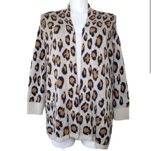 Susina | Beige Leopard Open Front Cardigan 1X